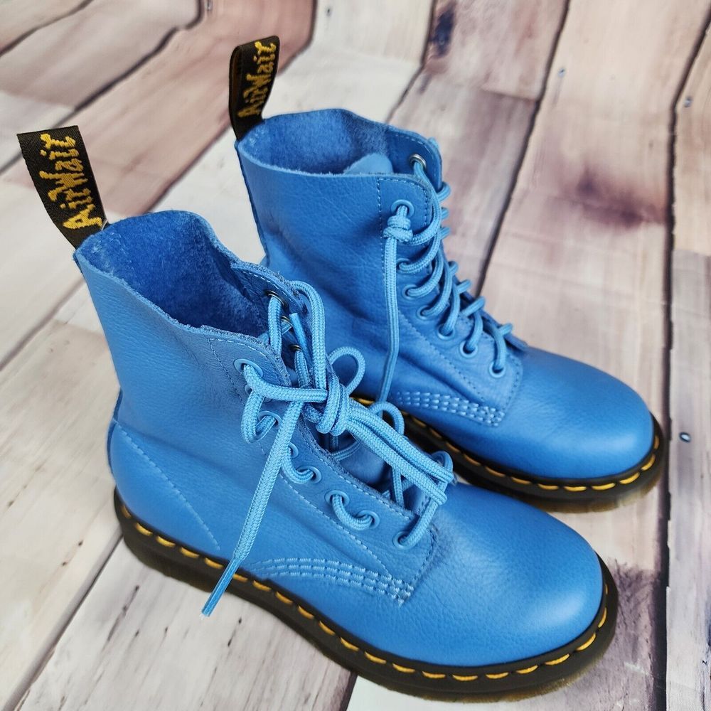 Dr. Martens 1460‎ Pascal Blue Virginia Leather Ankle Boots SIZE 5 - Picture 3 of 13